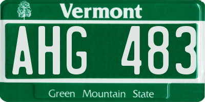 VT license plate AHG483