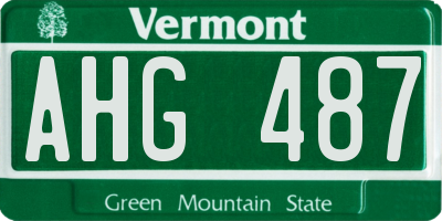 VT license plate AHG487