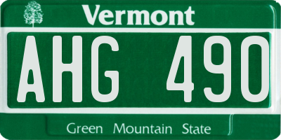 VT license plate AHG490