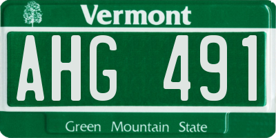 VT license plate AHG491