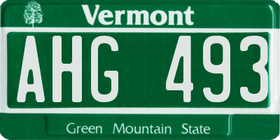 VT license plate AHG493