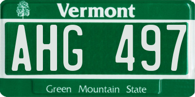 VT license plate AHG497