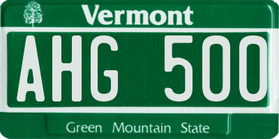 VT license plate AHG500