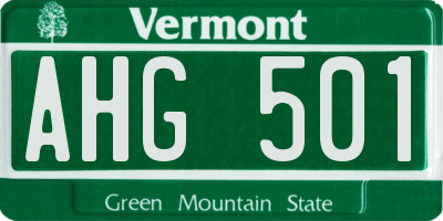 VT license plate AHG501