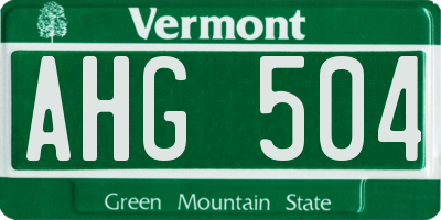 VT license plate AHG504