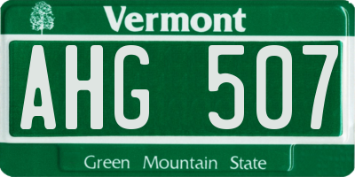 VT license plate AHG507