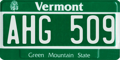 VT license plate AHG509