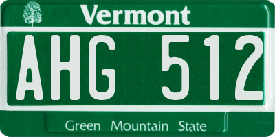 VT license plate AHG512