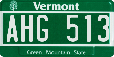VT license plate AHG513