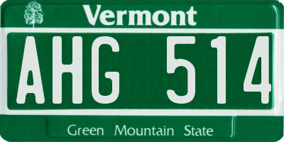 VT license plate AHG514