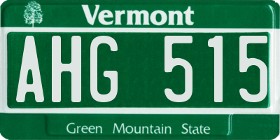 VT license plate AHG515