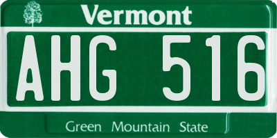 VT license plate AHG516