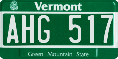 VT license plate AHG517