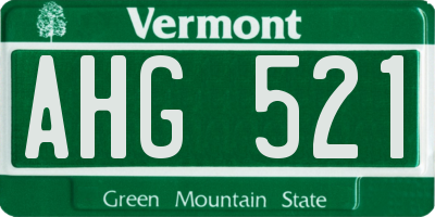 VT license plate AHG521
