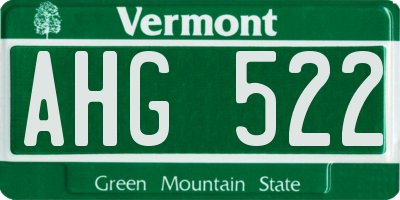 VT license plate AHG522