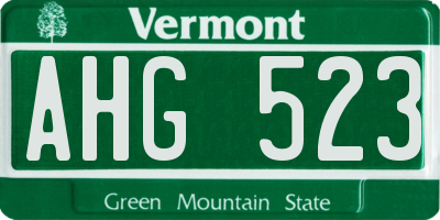 VT license plate AHG523