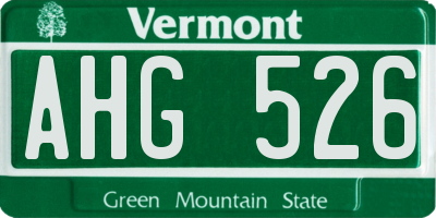 VT license plate AHG526