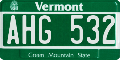 VT license plate AHG532