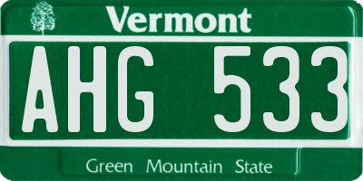 VT license plate AHG533