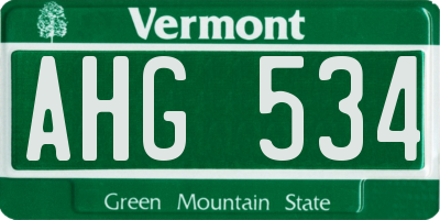 VT license plate AHG534