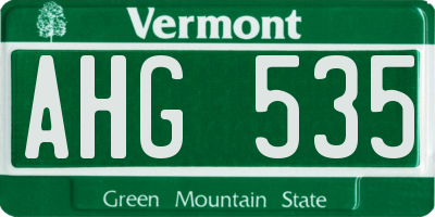 VT license plate AHG535