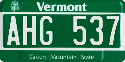 VT license plate AHG537