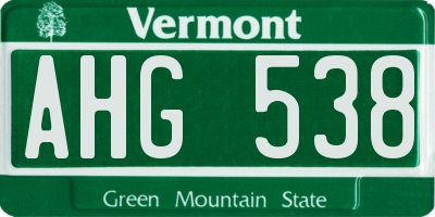VT license plate AHG538