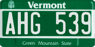 VT license plate AHG539