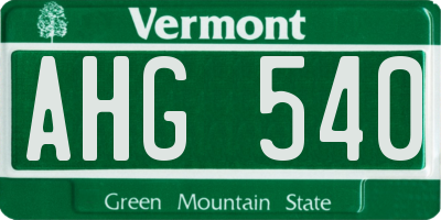 VT license plate AHG540