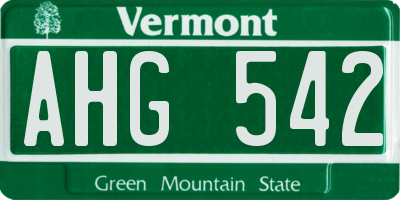 VT license plate AHG542