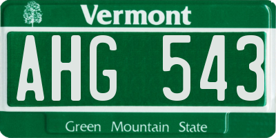 VT license plate AHG543