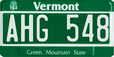 VT license plate AHG548