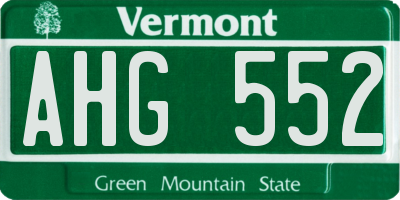 VT license plate AHG552