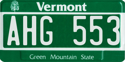 VT license plate AHG553