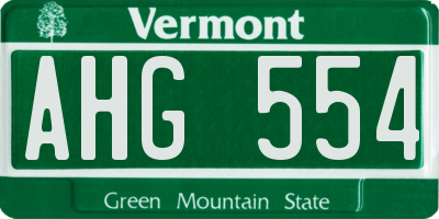 VT license plate AHG554