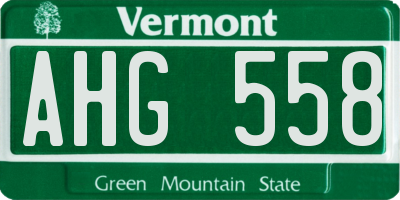 VT license plate AHG558