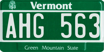 VT license plate AHG563