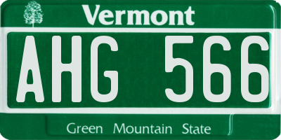 VT license plate AHG566
