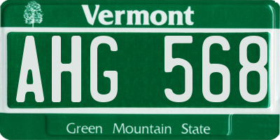 VT license plate AHG568