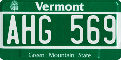 VT license plate AHG569