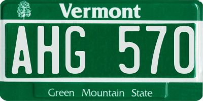 VT license plate AHG570