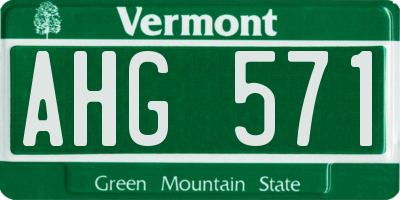 VT license plate AHG571