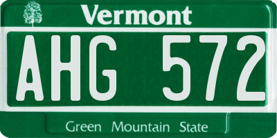 VT license plate AHG572
