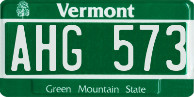 VT license plate AHG573