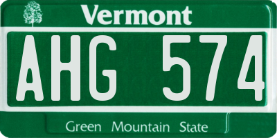 VT license plate AHG574
