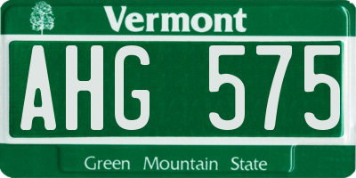 VT license plate AHG575