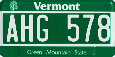 VT license plate AHG578