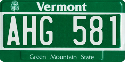 VT license plate AHG581