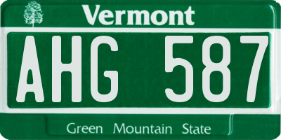 VT license plate AHG587