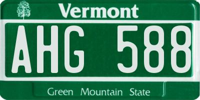 VT license plate AHG588